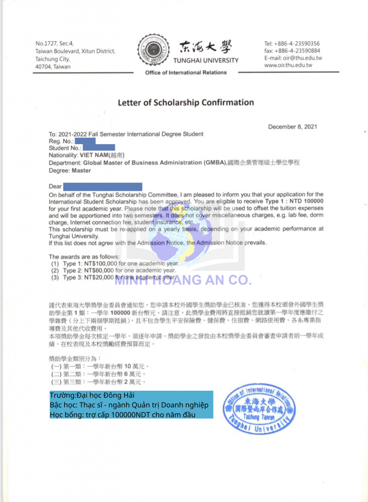 Thư mời nhập học & học bổng 20 Thư mời nhập học & học bổng 20